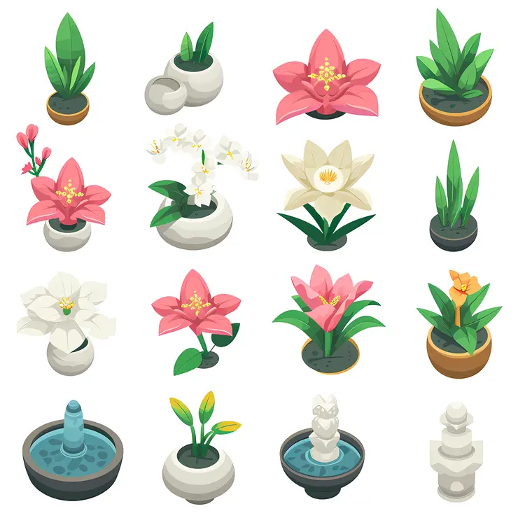Various Potted Flowers and Plants
