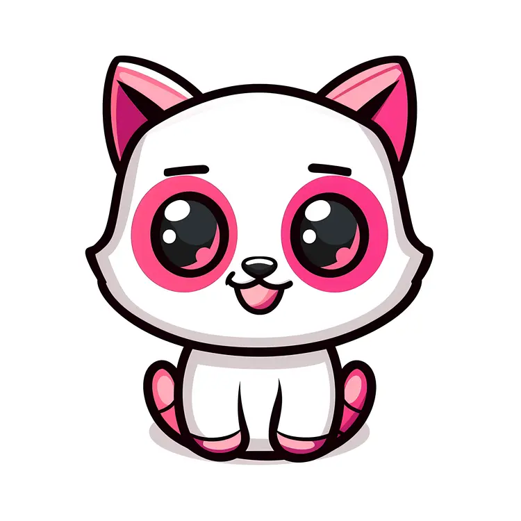 Cute White Cat with Pink Ears and Paws