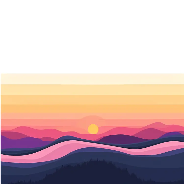 Sunset Over Hills with Colorful Sky