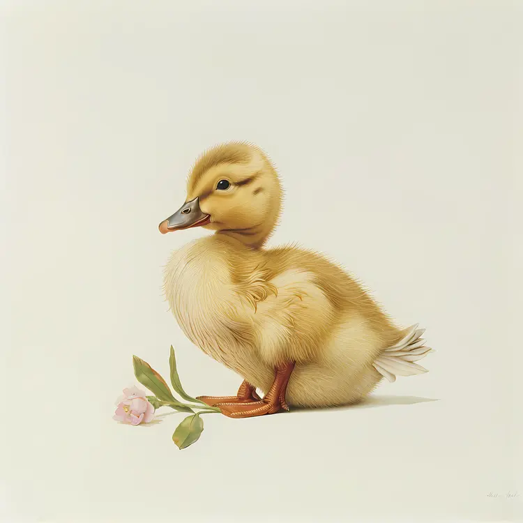 Duckling with a Single Flower