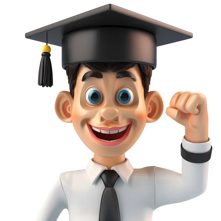 Happy Graduation Man in Cap and Gown