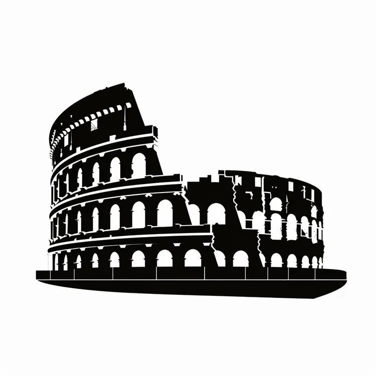 Detailed Colosseum Silhouette Illustration