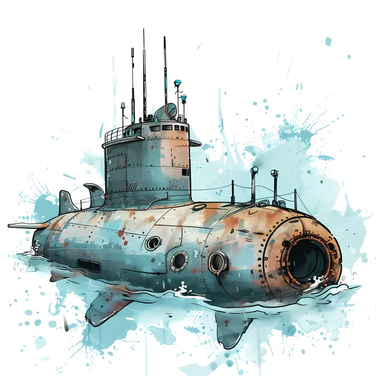 Rusty Submarine Illustration