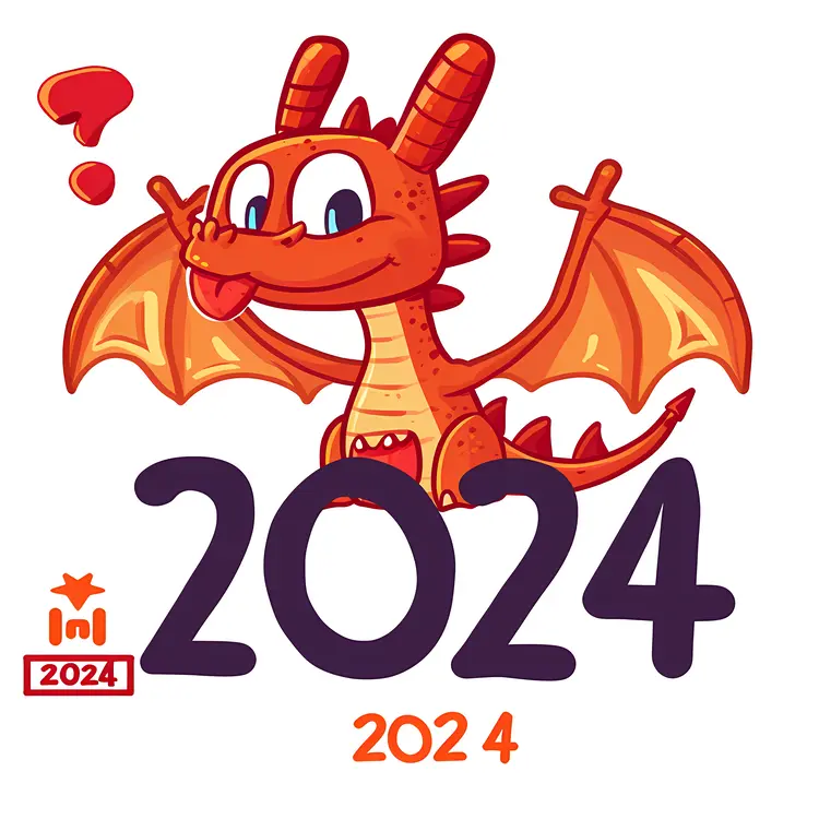 Cute Red Dragon for 2024 New Year