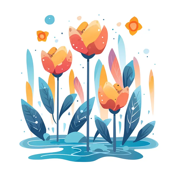Colorful Flowers and Leaves