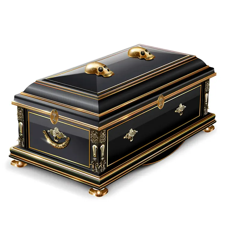 Elegant Black and Gold Coffin