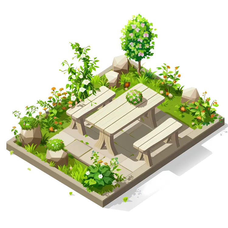 Garden Picnic Table with Benches