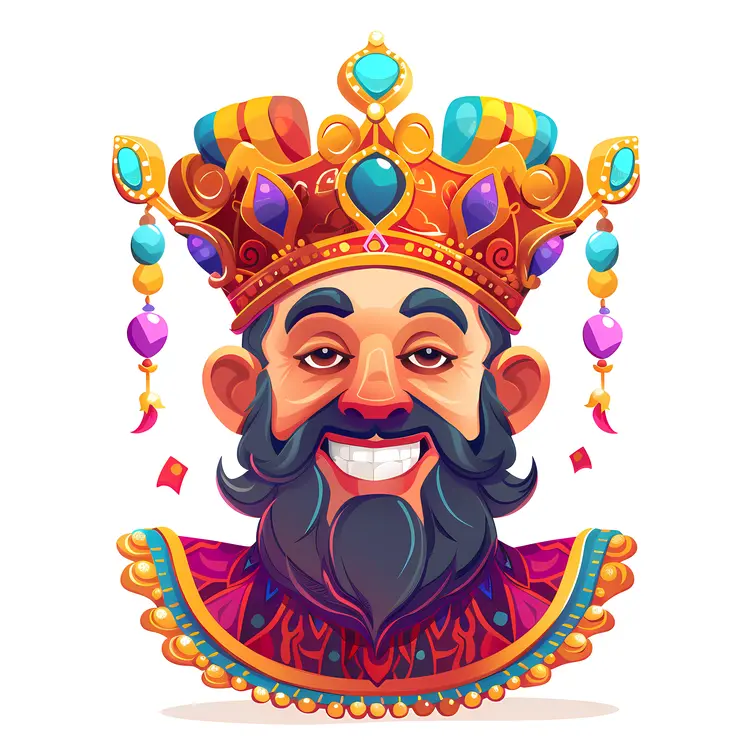 Colorful Cartoon King with Crown