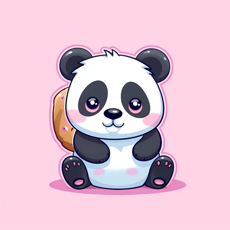 Adorable Cartoon Panda on Pink Background