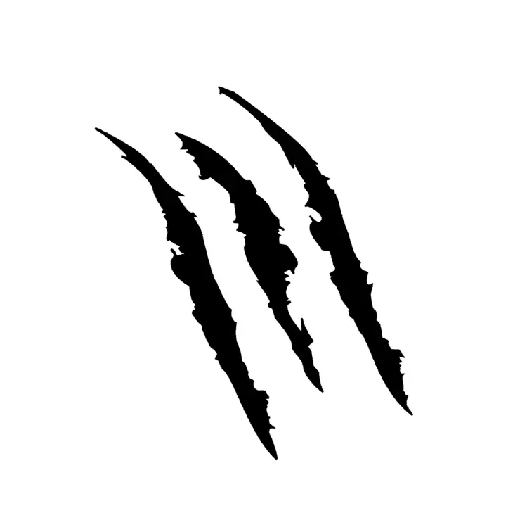 Black Claw Marks on Transparent Background