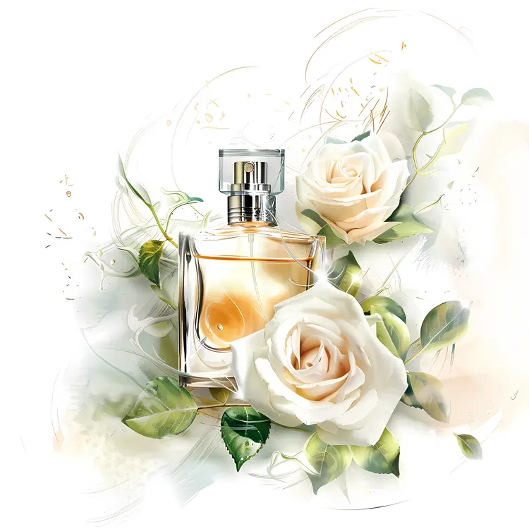 Perfume Bottle with Roses