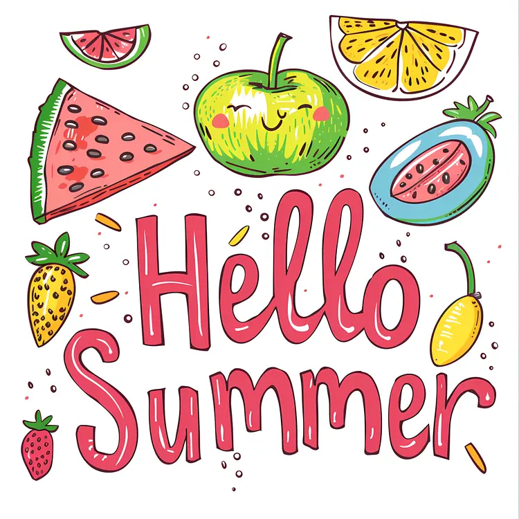 Hello Summer with Fruit Doodles