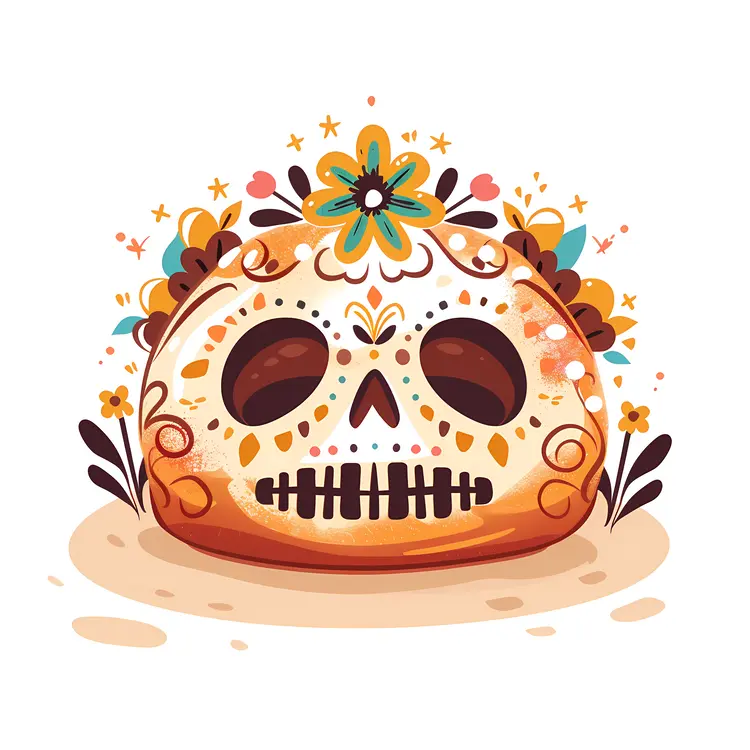 Decorated Bread with Skull Design