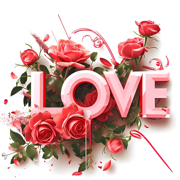Red Roses with Love Text
