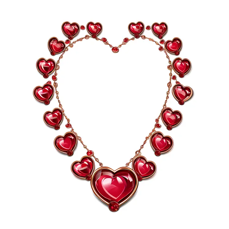 Red Heart Necklace with Multiple Hearts