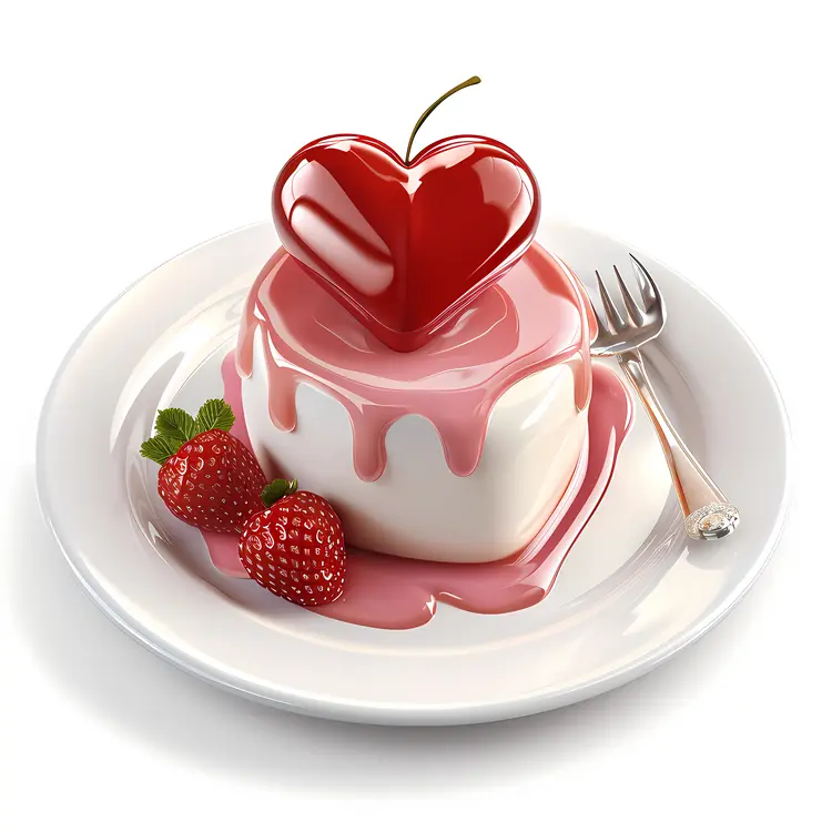 Heart-shaped Cake with Strawberries
