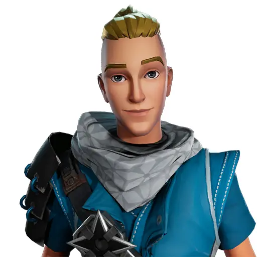 Blonde Character in Blue Outfit with Scarf