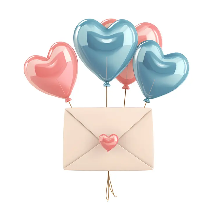 Heart Balloons with Love Letter