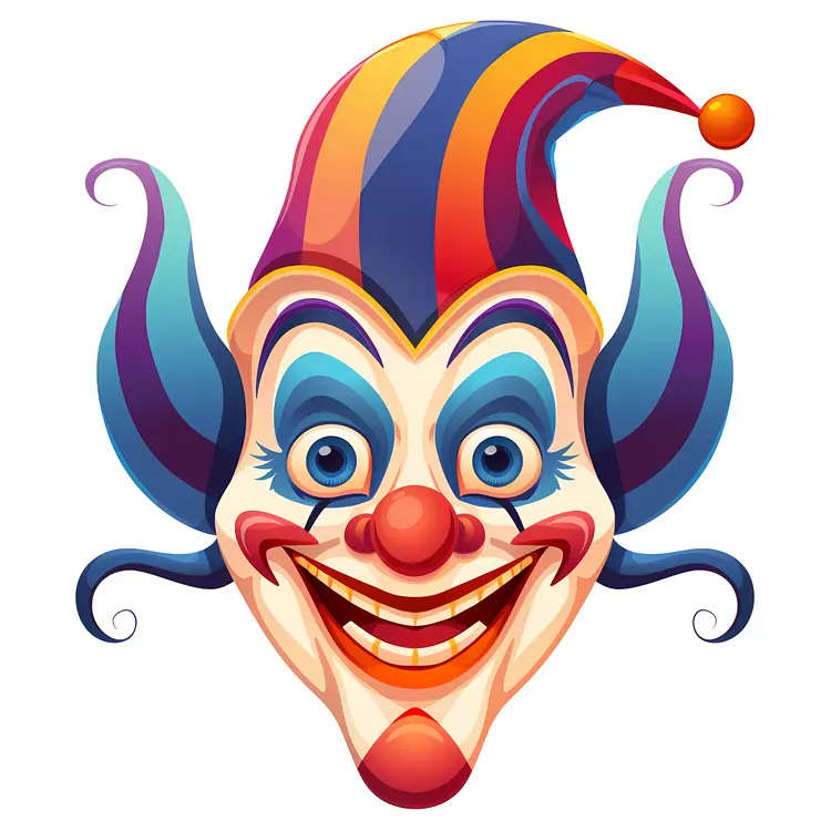 Smiling Clown Face with Jester Hat