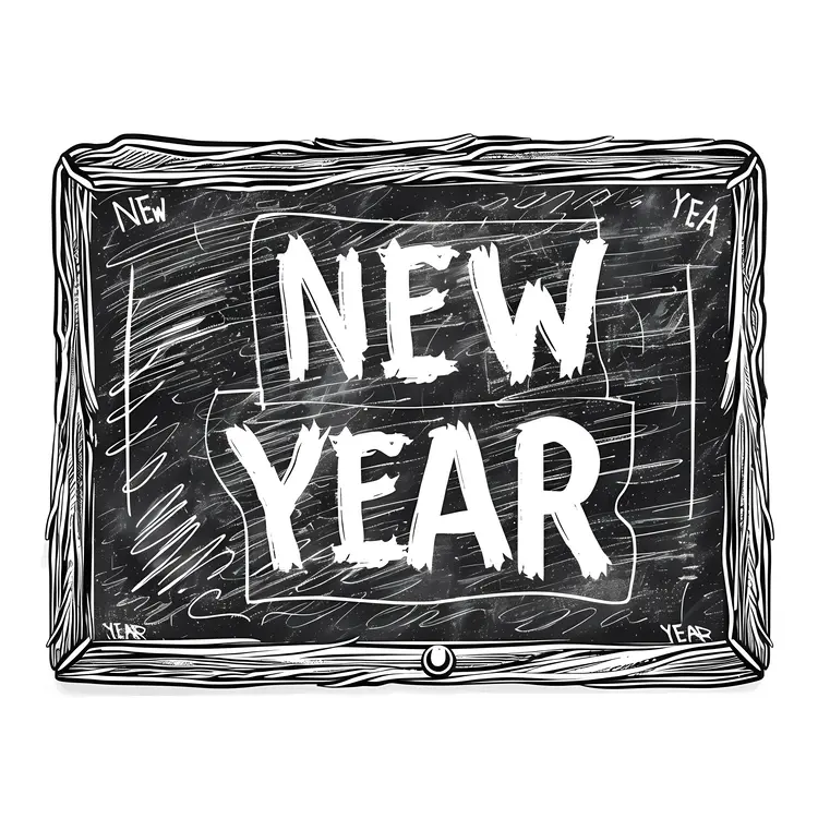 Sketchy Chalkboard New Year