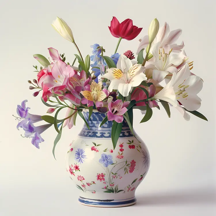 Colorful Mixed Flowers in Decorative Vase