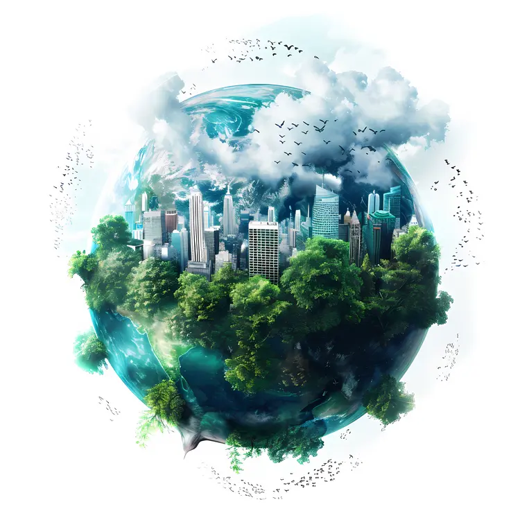 City and Forest on Earth