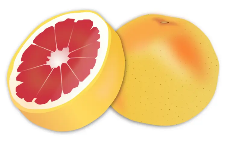 Whole and Sliced Grapefruit