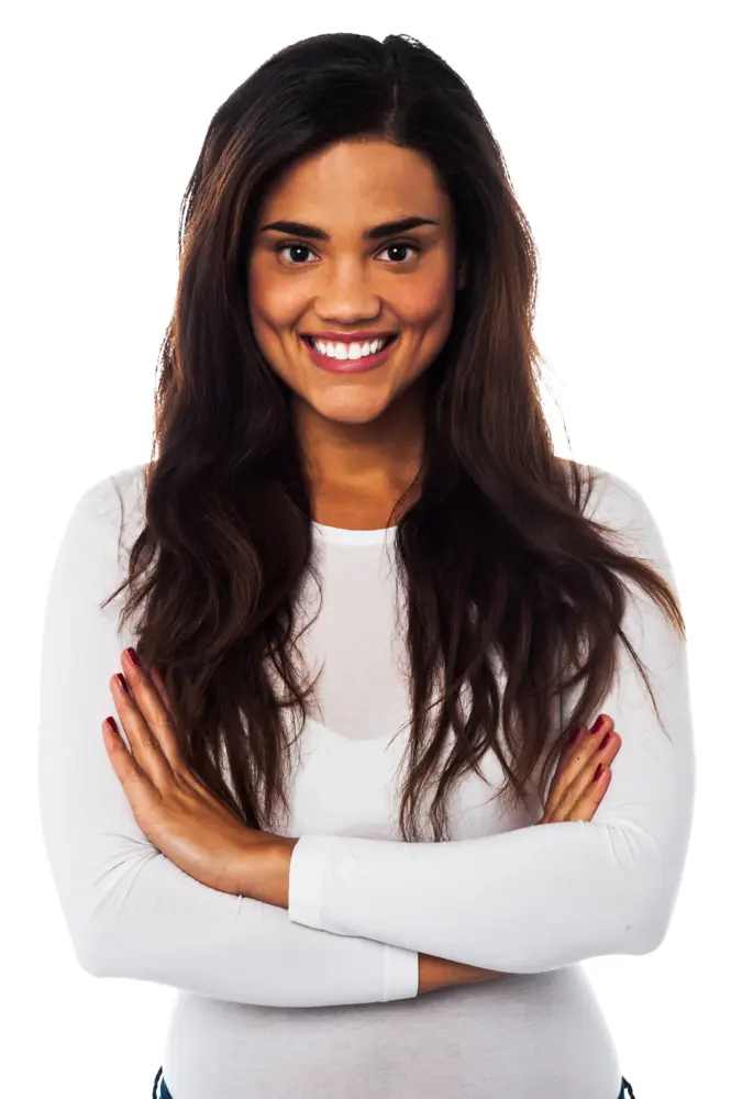Confident Smiling Woman with Arms Crossed