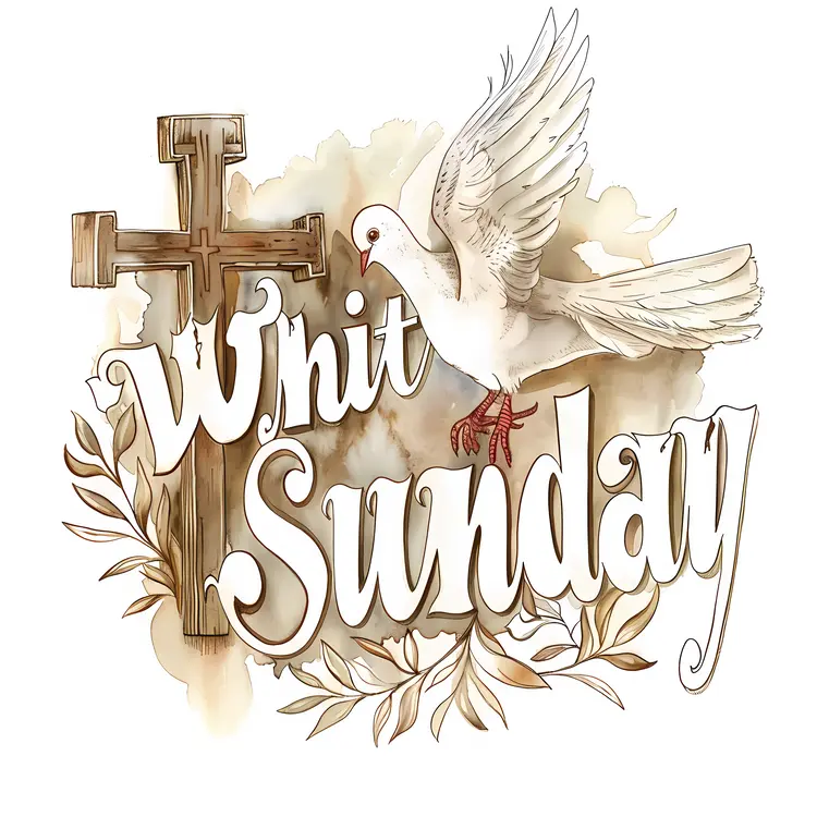 Whit Sunday Card with Dove and Cross