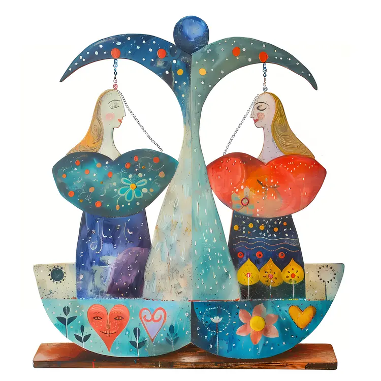 Decorative Scales with Flowers and Women