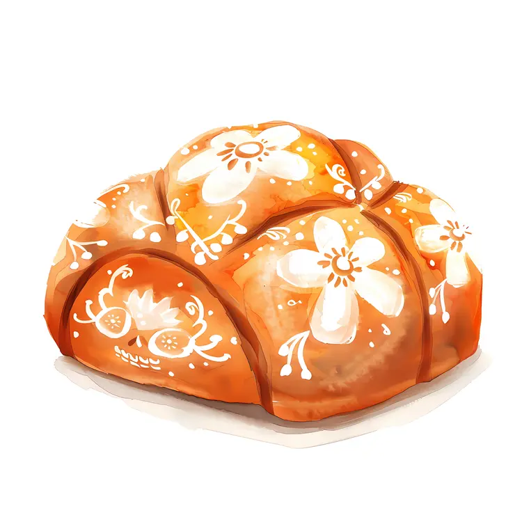 Decorated Bread with Floral Patterns