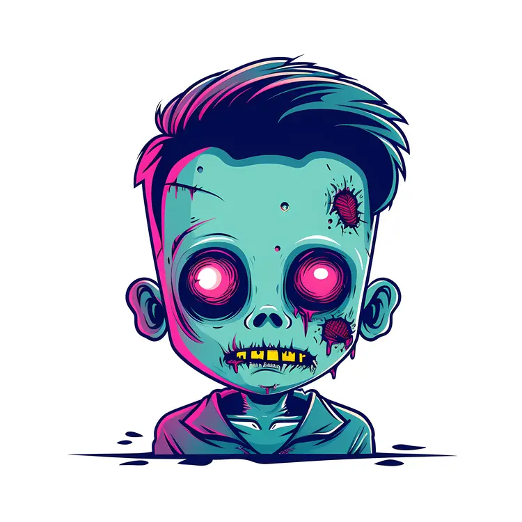 Creepy Zombie with Glowing Eyes Cartoon