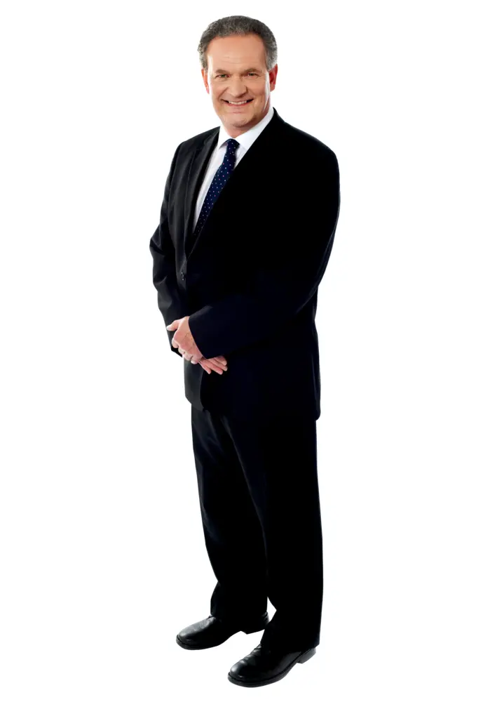 Smiling Businessman in Black Suit