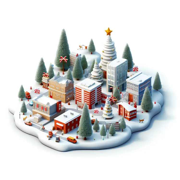 Christmas Town with Festive Decorations