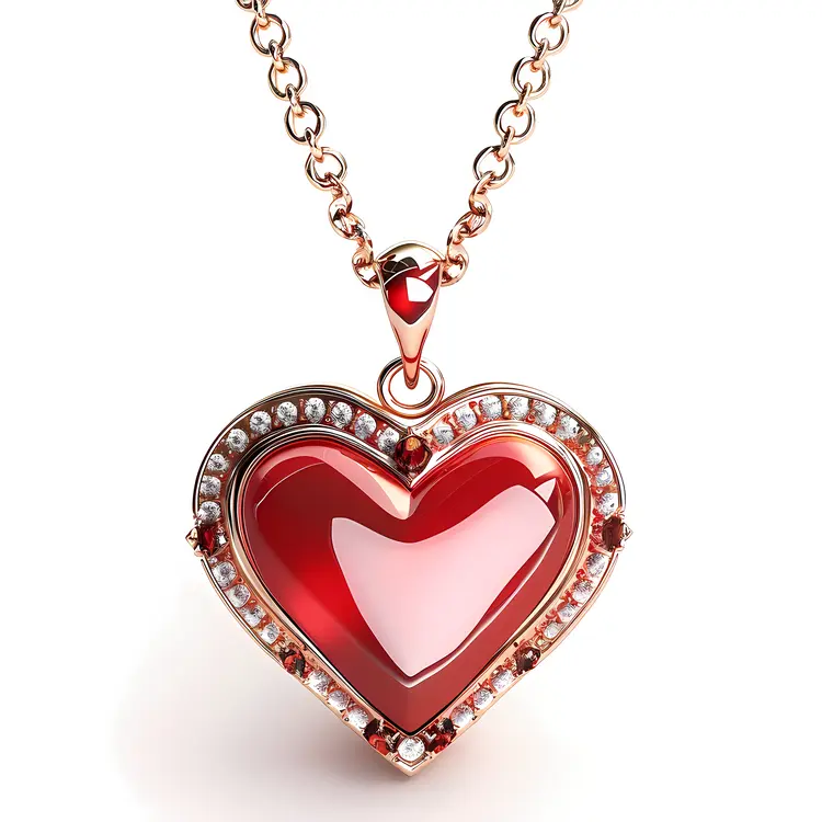 Radiant Red Heart-shaped Pendant Necklace