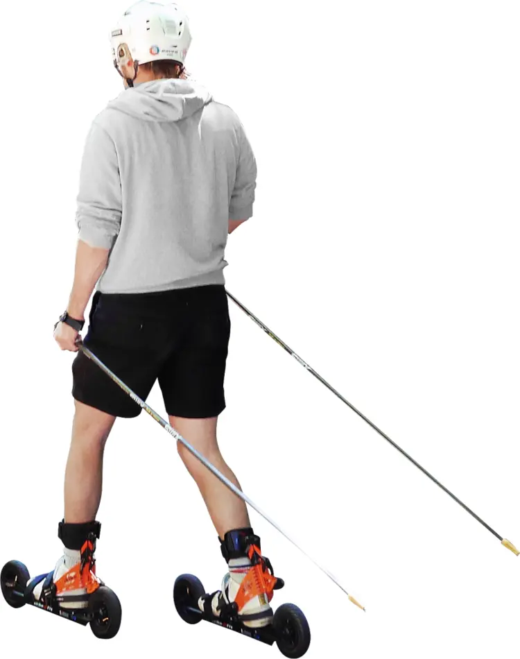 Man Roller Skiing with Poles