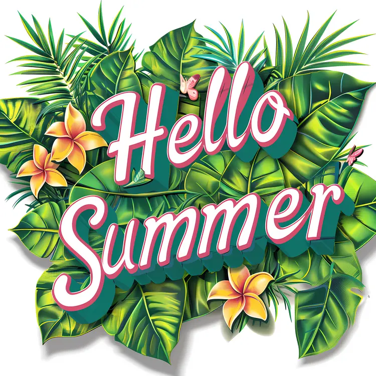Hello Summer with Green Leaves