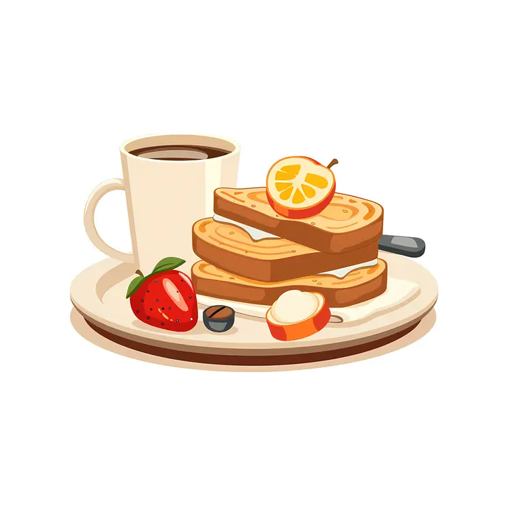 Breakfast with Toast and Fruit