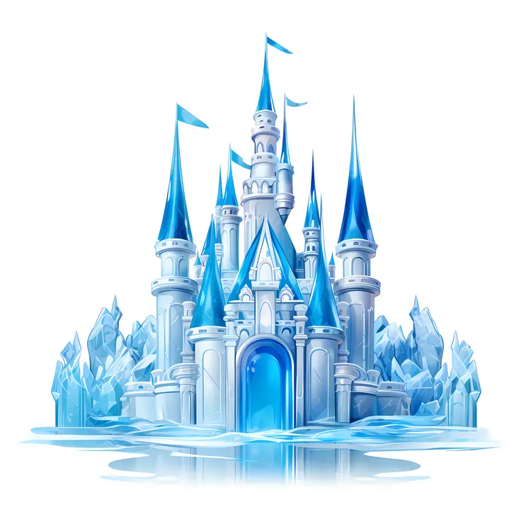 Majestic Ice Castle with Blue Spires