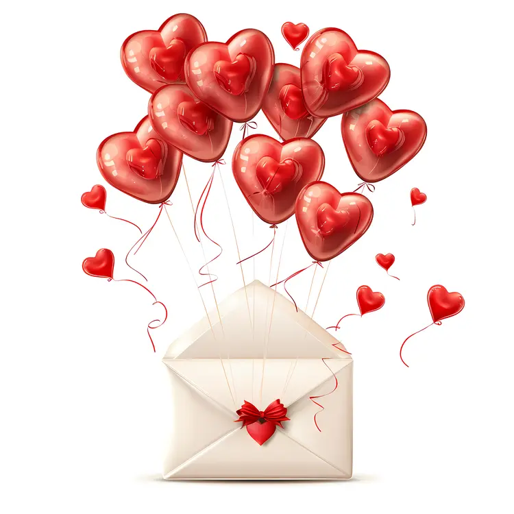 Heart Balloons in Envelope for Valentine's Day