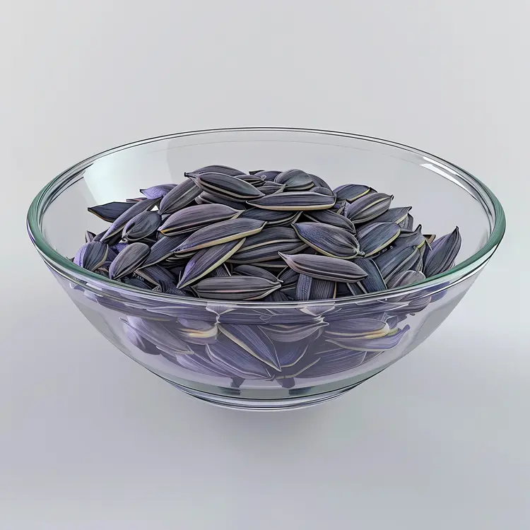 Blue Sunflower Seeds in Glass Bowl