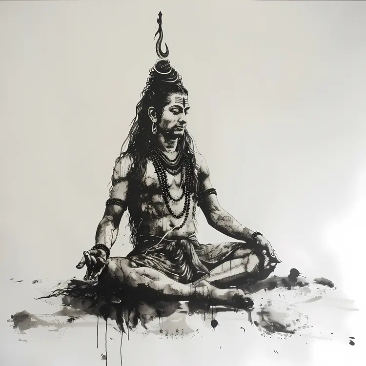 Black and White Meditating Figure