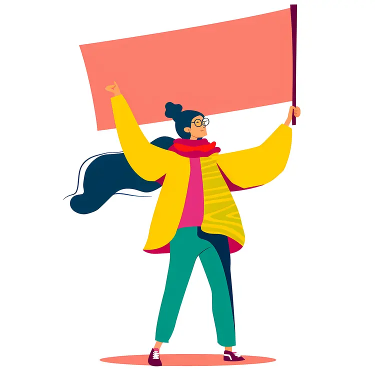 Woman Holding a Banner in Protest