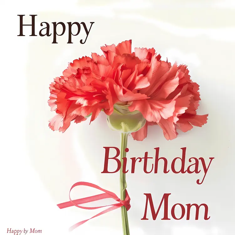 Red Flower Happy Birthday Mom
