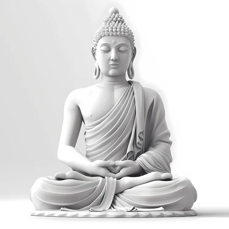 White Buddha Statue in Meditation