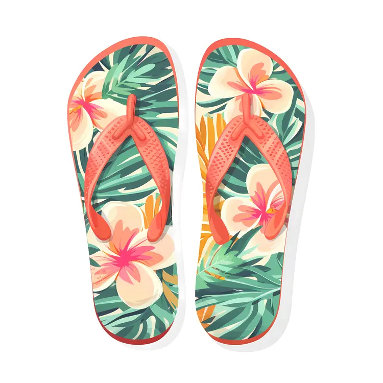 Colorful Floral Flip Flops