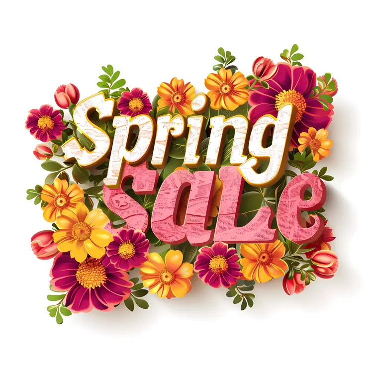 Spring Sale Banner with Colorful Flowers
