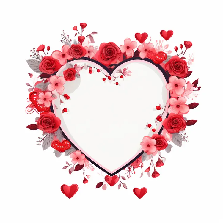 Heart with Flowers and Decorations