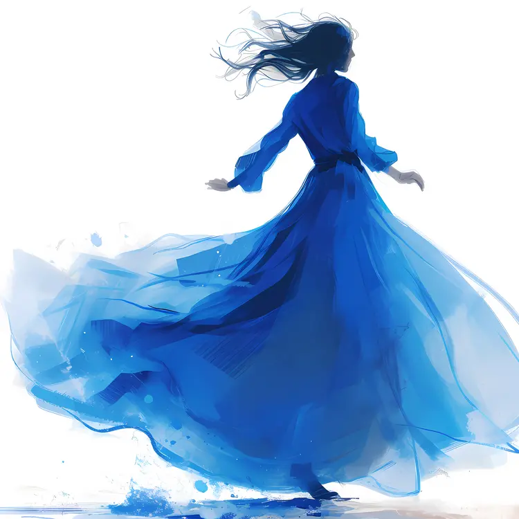 Elegant Blue Flowing Gown