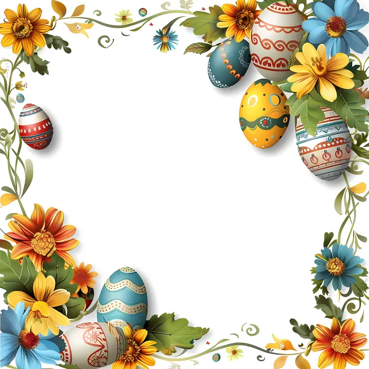 Easter Eggs with Floral Frame
